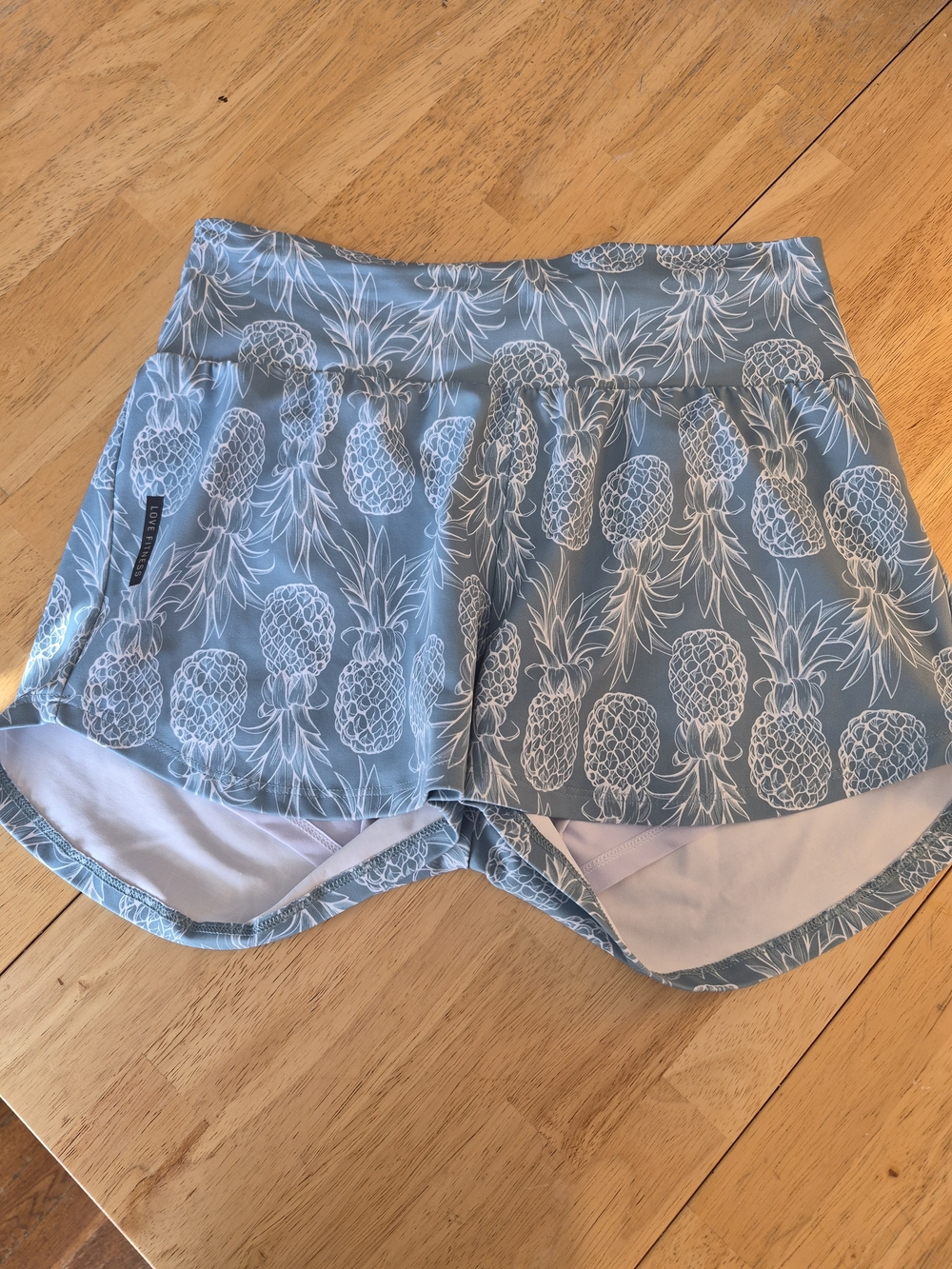 LOVE FITNESS Light Blue  Pineapple Athletic Shorts - Women's - Picture 2 of 5